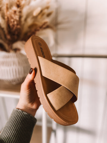 Let's Get It Started Sandal (Camel)