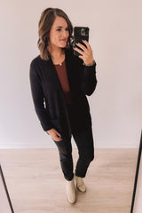 Crisp Morning Waffle Cardigan (Black)