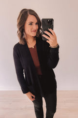 Crisp Morning Waffle Cardigan (Black)
