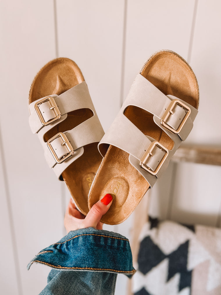 Always Chic Double Strap Sandal (Beige)