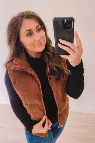 Need You To Know Corduroy Vest (Camel)