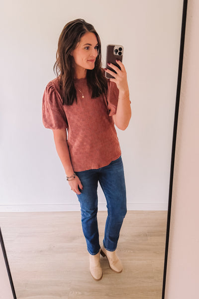 Falling For You Textured Blouse (Mauve)