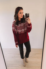 Every Day Is Christmas Fair Isle Sweater (Burgundy)