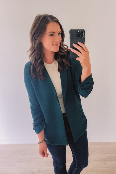 (SALE) Command The Room Blazer (Teal)