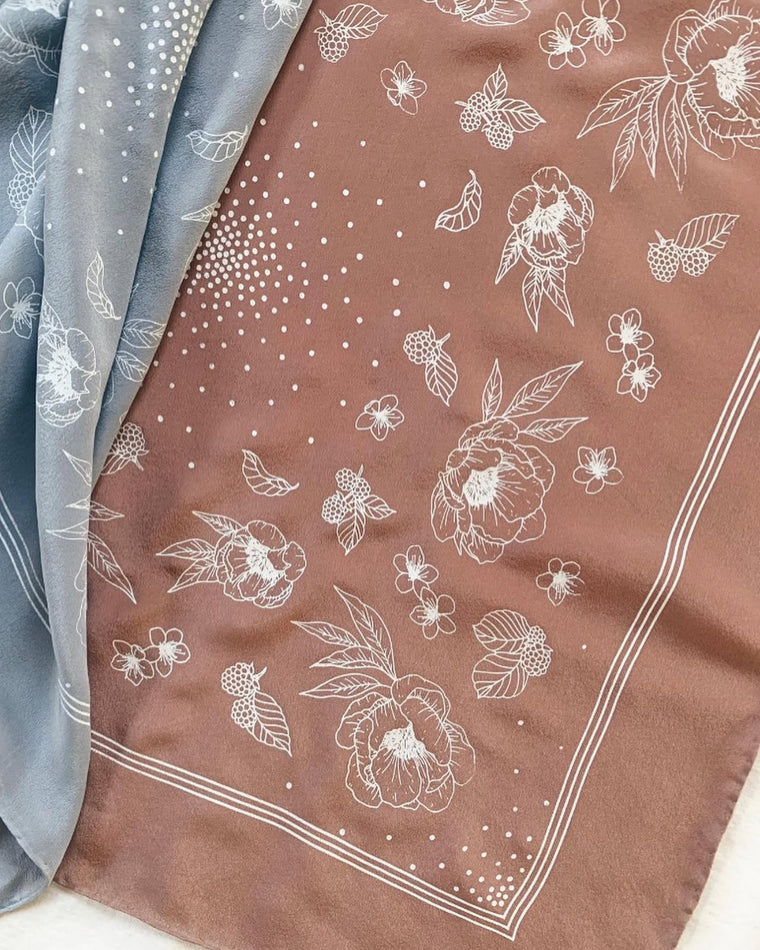 100% Silk Scarf (Rose Floral)