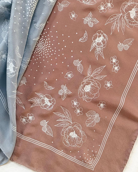 100% Silk Scarf (Rose Floral)