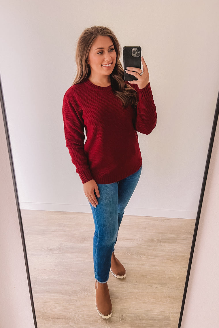 Blissfully Cozy Sweater (Cabernet)