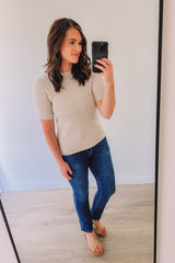 Hoping For More Ribbed Sweater Tee (Oat)