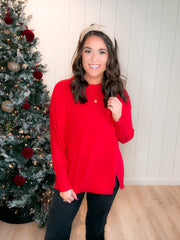 Feeling Festive Knit Sweater (Ruby)