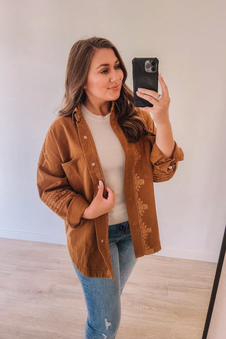 Howling At The Moon Embroidered Jacket (Camel)