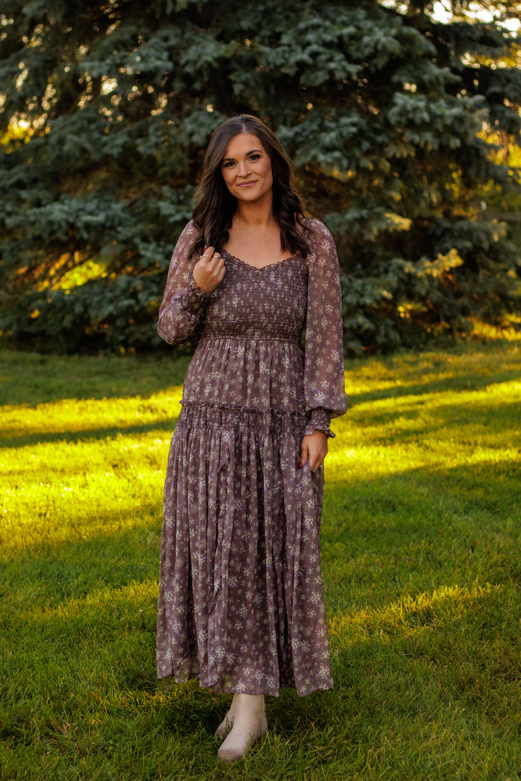 Magic Moment Floral Dress (Mocha)