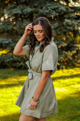 Desert Rose Embroidered Dress (Sage)