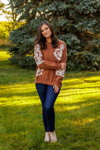 Cozy Up With You Floral Knit Sweater (Camel)