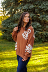 Cozy Up With You Floral Knit Sweater (Camel)