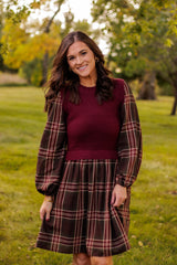 Grateful Girl Plaid Sweater Dress
