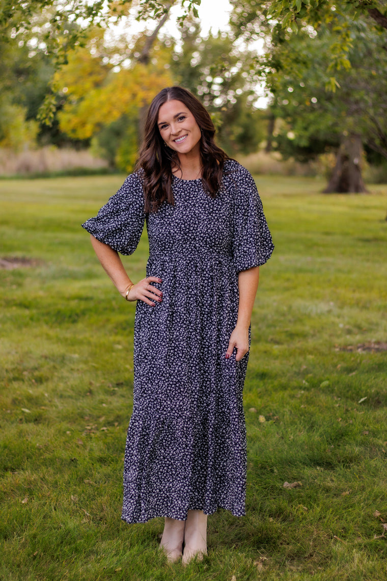 With Joy In Her Heart Floral Dress (Black)