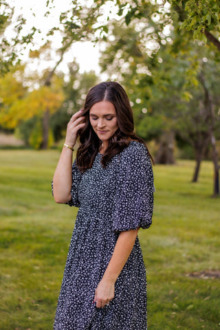 With Joy In Her Heart Floral Dress (Black)
