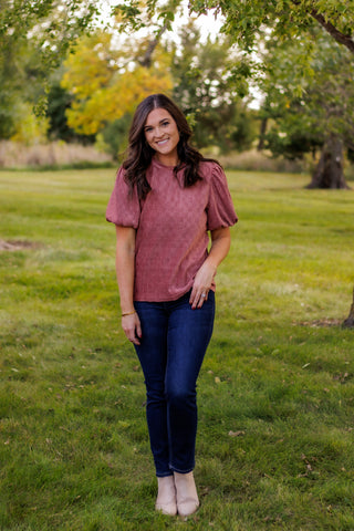 Falling For You Textured Blouse (Mauve)