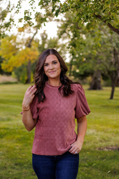 Falling For You Textured Blouse (Mauve)