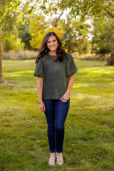 Falling For You Textured Blouse (Olive)