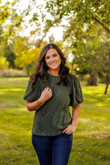 Falling For You Textured Blouse (Olive)