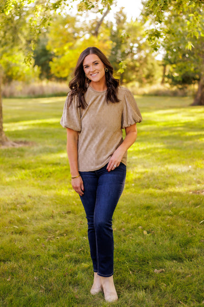 Falling For You Textured Blouse (Taupe)