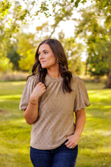 Falling For You Textured Blouse (Taupe)