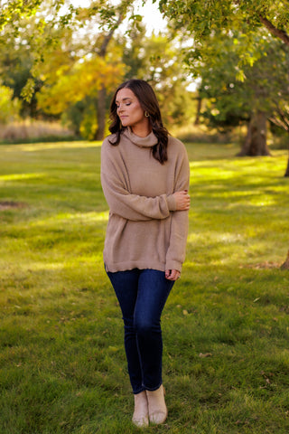 Seasonal Favorite Cowl Neck Sweater (Latte)