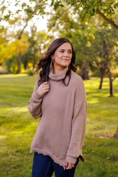 Seasonal Favorite Cowl Neck Sweater (Latte)