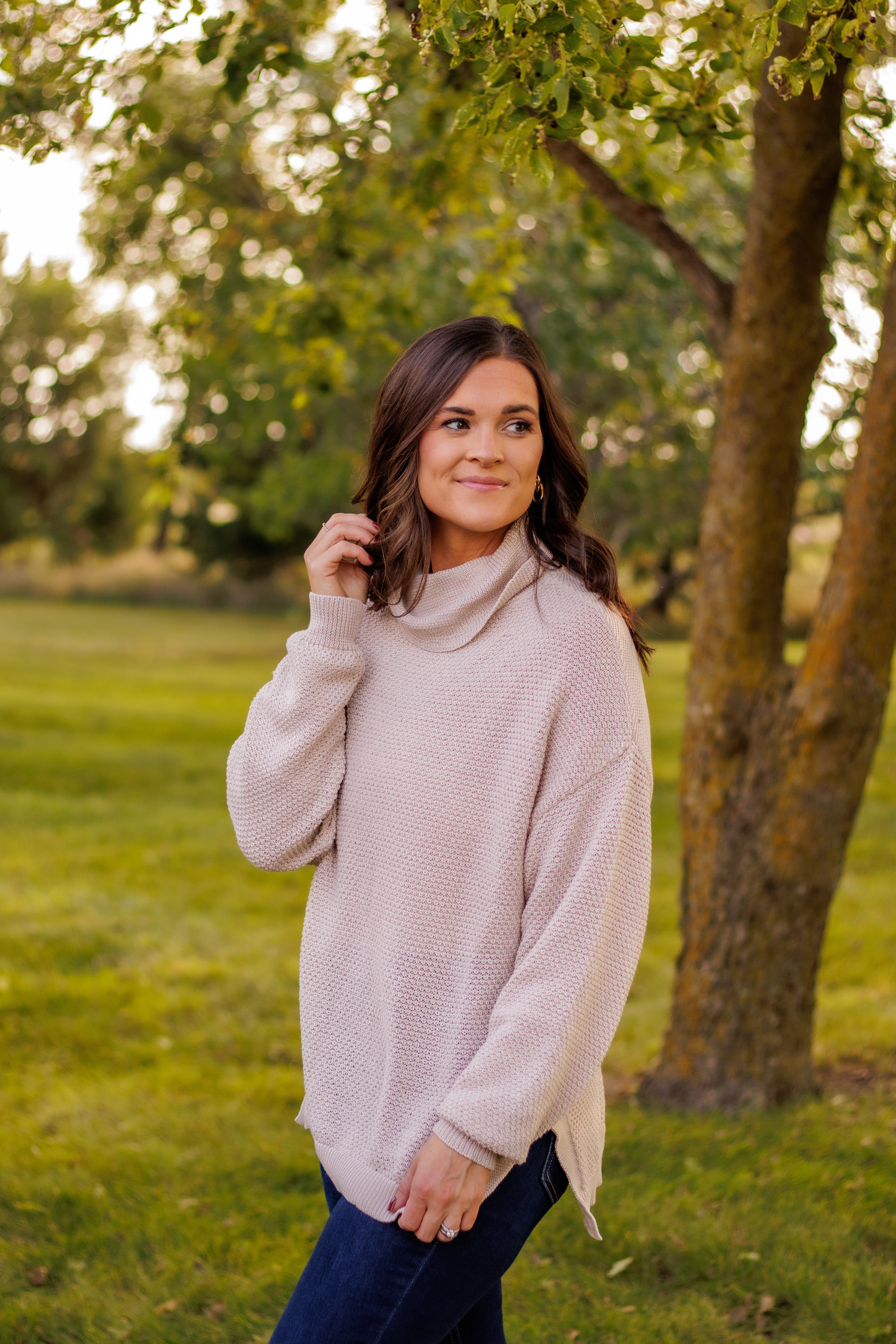 Seasonal Favorite Cowl Neck Sweater (Beige)