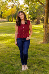 Old Money Relaxed Sweater Vest (Burgundy)