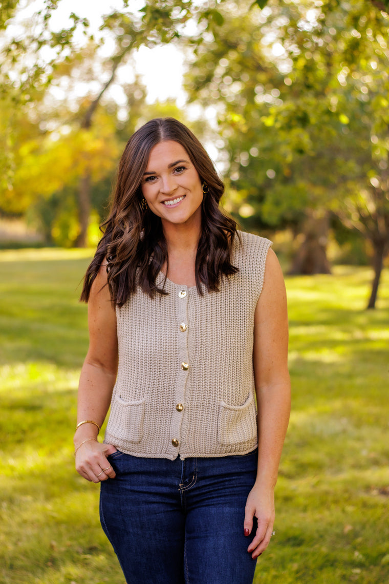 Old Money Relaxed Sweater Vest (Taupe)