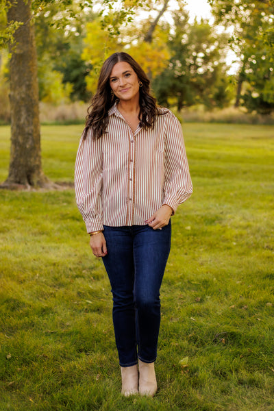 Maple Stripe Button Up (Mocha)