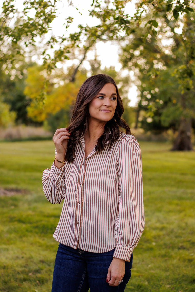 Maple Stripe Button Up (Mocha)