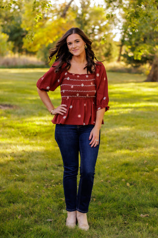 I Love You Always Forever Peplum (Cranberry)