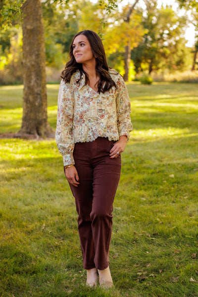 Kaleidoscope Heart Floral Ruffle Blouse