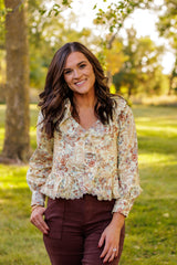 Kaleidoscope Heart Floral Ruffle Blouse
