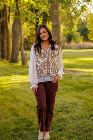 (SALE) Beautiful Girl Vest & Chiffon Blouse Set