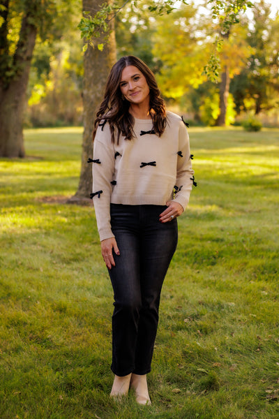 Tied Up With A Ribbon Sweater (Oatmeal)