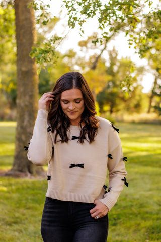 Tied Up With A Ribbon Sweater (Oatmeal)