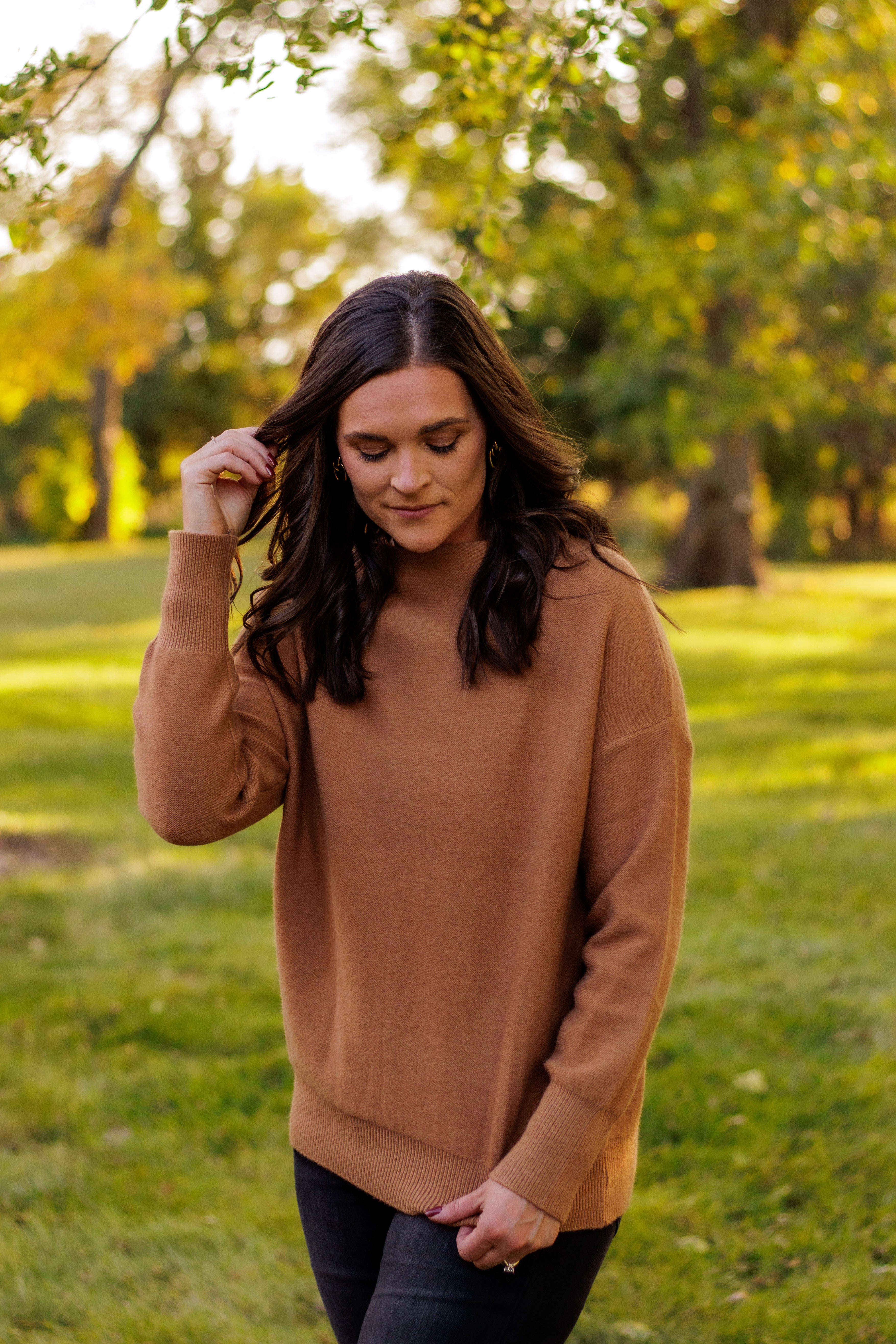That Fall Feeling Funnel Sweater (Camel)
