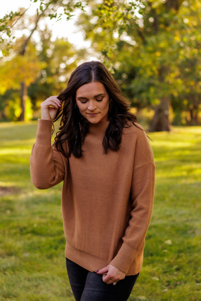 That Fall Feeling Funnel Sweater (Camel)