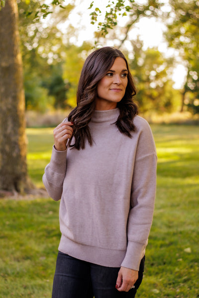 That Fall Feeling Funnel Sweater (Stone)