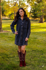 You Never Know Washed Denim Dress (Black)