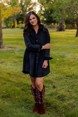 Set Free Washed Denim Dress (Black)