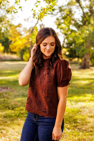 (SALE) Sweet & Certain Chocolate Blouse