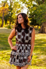 Coffee Social Intricate Lace Dress (Chocolate)