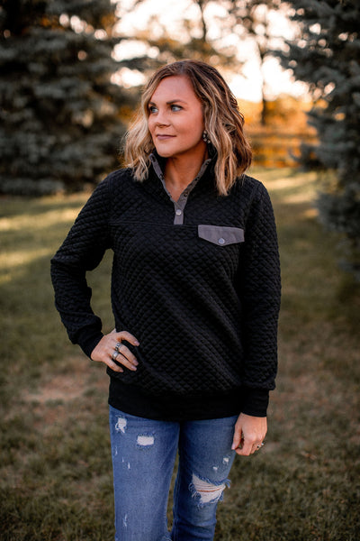 Kaley's Favorite Quilted Pullover (Black)