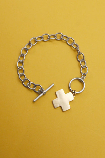 Matte Gold Cross Bracelet