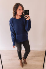 Brunch For Two Waffle Sweater (Navy)